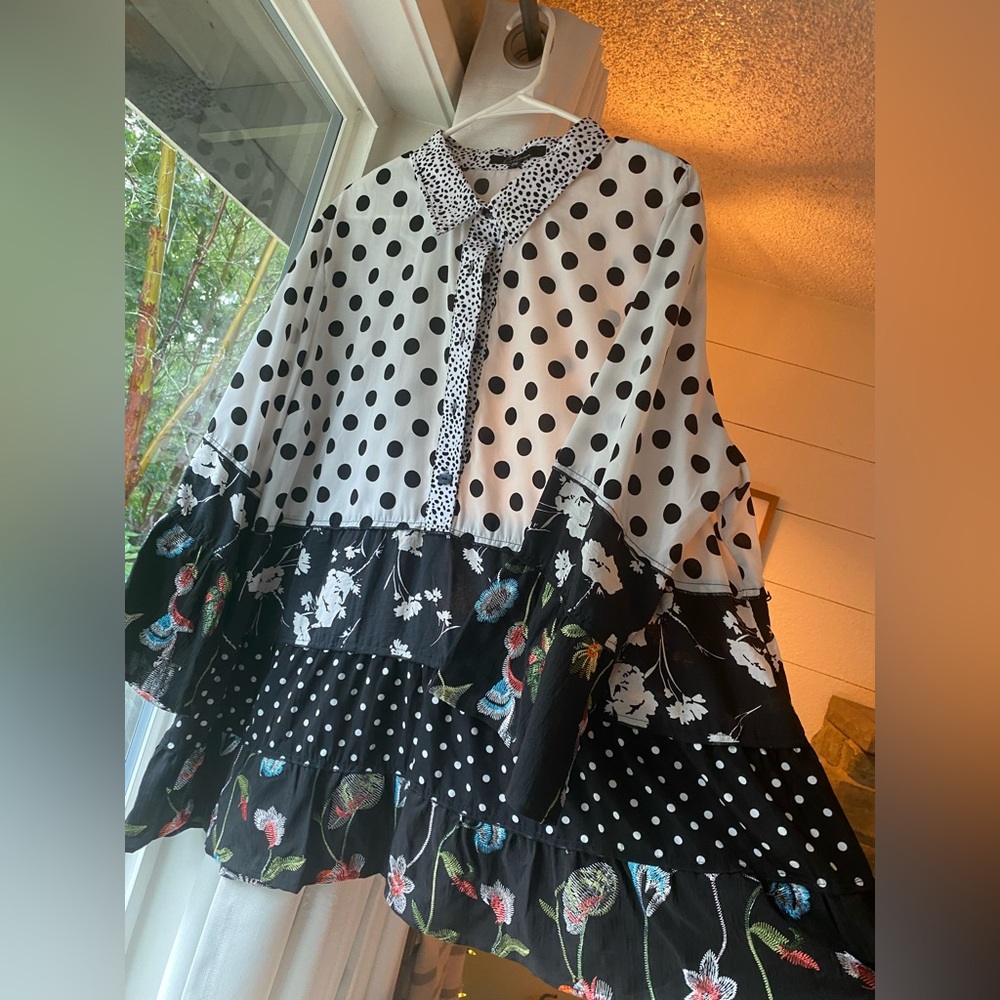 Mixed print patchwork tunic XXl